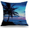 1 Piece Tropical Beach Sunset Palm Tree Ocean Scene Linen Pillowcase - Single-Sided Decorative Cushion Cover, Zipper Closure, Machine Washable, Suitable For Sofa, Bed, Living Room, Coastal Home Decor (Insert Not Included), Seaside Room Decoration